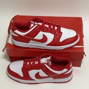 NIKE iD Dunk Low Mens Size 10.5 Red White Custom Sneakers FV9524-900 Retro Shoes
